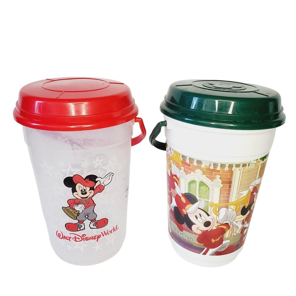 X2 Vintage 90s Disney World & Parks Redenbacher Collab Popcorn Buckets w/Handles